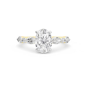 Oval Lab-Grown Diamond Ring in 18K yellow gold, overhead view | Binson Diamonds
