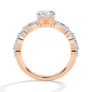 Oval Lab-Grown Diamond Ring in 18K rose gold, front view