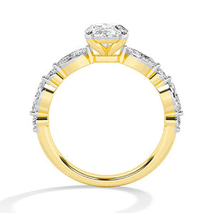 Oval Lab-Grown Diamond Ring in 18K yellow gold, front view