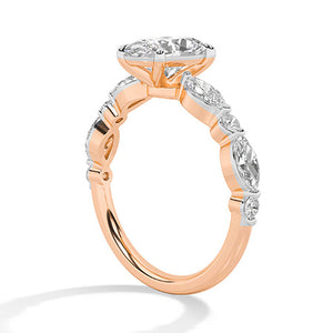 Oval Lab-Grown Diamond Ring in 18K rose gold, side view