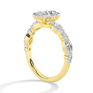 Oval Lab-Grown Diamond Ring in 18K yellow gold, side view
