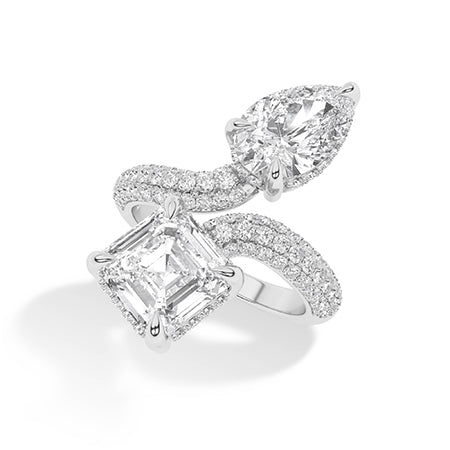 Asscher LG Diamond Ring in Rose Gold - Binson Diamonds Antwerp