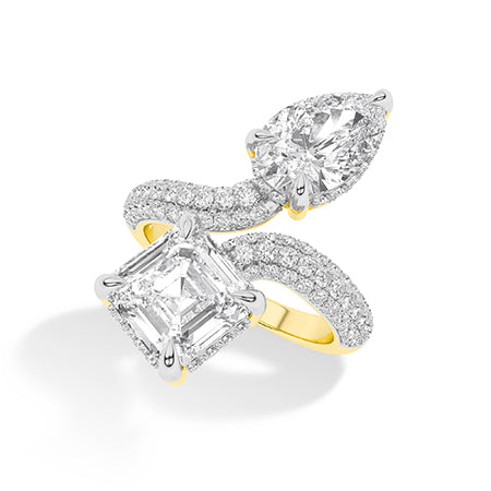 Asscher LG Diamond Ring in Rose Gold - Binson Diamonds Antwerp