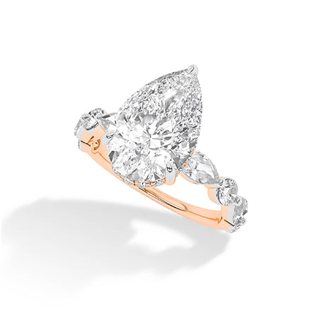 Pear LG Diamond Ring in Rose Gold - Binson Diamonds Antwerp