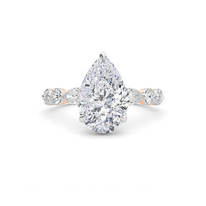 Pear Lab-Grown Diamond Ring in 18K rose gold, overhead view | Binson Diamonds