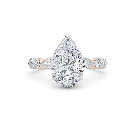 Pear LG Diamond Ring in Rose Gold - Binson Diamonds Antwerp