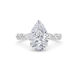 Pear Lab-Grown Diamond Ring in 18K white gold, overhead view