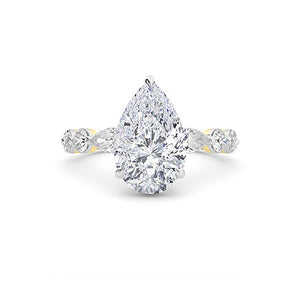 Pear Lab-Grown Diamond Ring in 18K yellow gold, overhead view