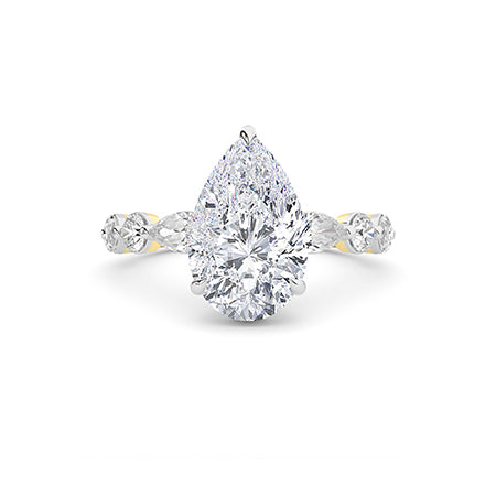 Pear LG Diamond Ring in Rose Gold - Binson Diamonds Antwerp