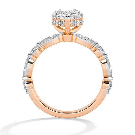 Pear LG Diamond Ring in Rose Gold - Binson Diamonds Antwerp