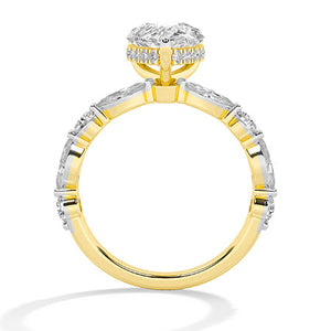 Pear Lab-Grown Diamond Ring in 18K yellow gold, front view