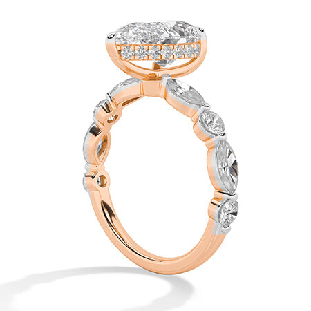 Pear LG Diamond Ring in Rose Gold - Binson Diamonds Antwerp