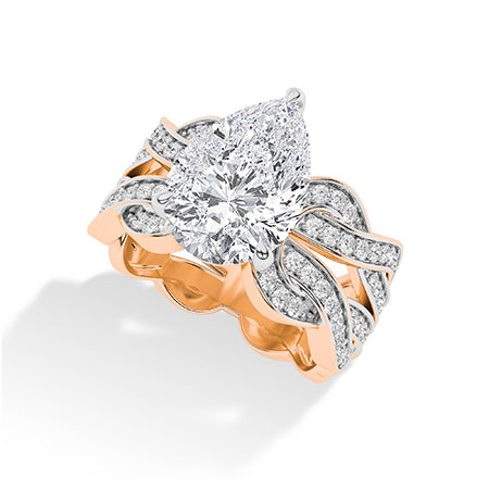 Pear LG Diamond Ring in Yellow Gold - Binson Diamonds Antwerp