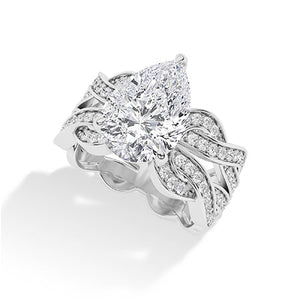 Pear Lab-Grown Diamond Ring in 18K white gold, angled view