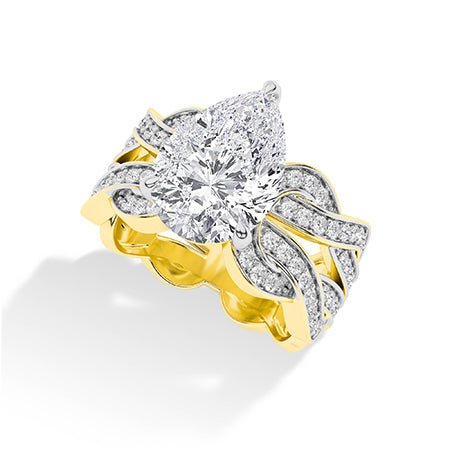 Pear LG Diamond Ring in Yellow Gold - Binson Diamonds Antwerp