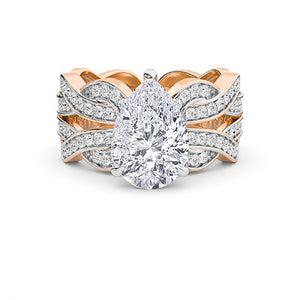 Pear LG Diamond Ring in Yellow Gold - Binson Diamonds Antwerp