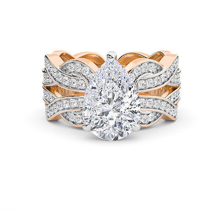 Pear LG Diamond Ring in Yellow Gold - Binson Diamonds Antwerp