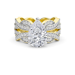 Pear LG Diamond Ring in Yellow Gold - Binson Diamonds Antwerp