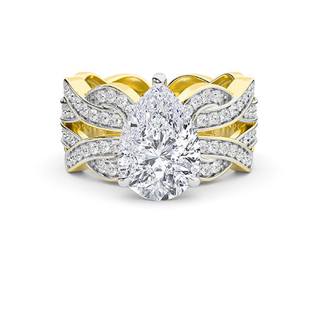 Pear LG Diamond Ring in Yellow Gold - Binson Diamonds Antwerp