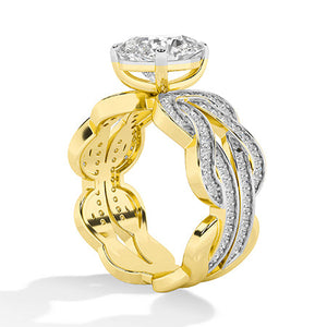 Pear LG Diamond Ring in Yellow Gold - Binson Diamonds Antwerp