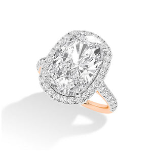 Cushion Lab-Grown Diamond Ring in 18K rose gold, angled view