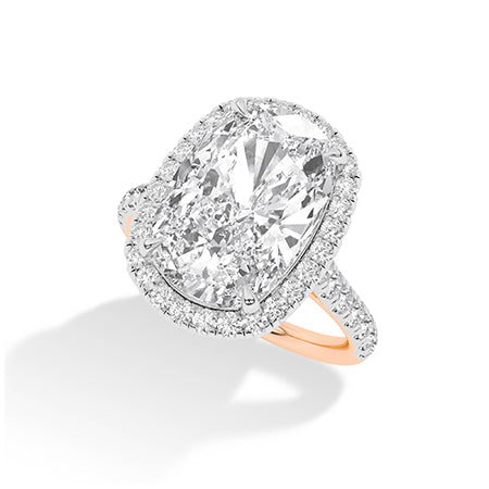 Cushion LG Diamond Ring in Rose Gold - Binson Diamonds Antwerp