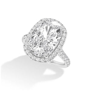 Cushion Lab-Grown Diamond Ring in 18K white gold, angled view