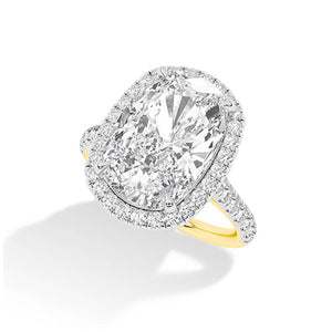 Cushion Lab-Grown Diamond Ring in 18K yellow gold, angled view