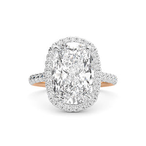 Cushion Lab-Grown Diamond Ring in 18K rose gold, overhead view | Binson Diamonds