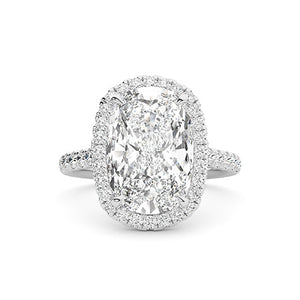 Cushion Lab-Grown Diamond Ring in 18K white gold, overhead view