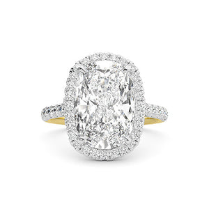 Cushion Lab-Grown Diamond Ring in 18K yellow gold, overhead view