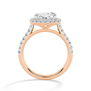 Cushion Lab-Grown Diamond Ring in 18K rose gold, front view