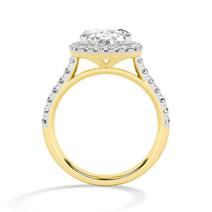 Cushion Lab-Grown Diamond Ring in 18K yellow gold, front view