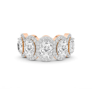 Oval Lab-Grown Diamond Ring in 18K rose gold, overhead view