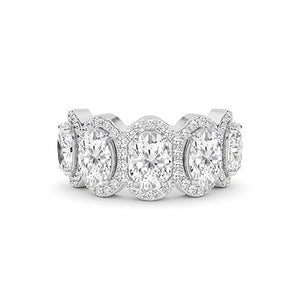 Oval Lab-Grown Diamond Ring in 18K white gold, overhead view | Binson Diamonds