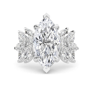 Marquise Lab-Grown Diamond Ring in 18K white gold, overhead view | Binson Diamonds