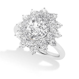 Round Lab-Grown Diamond Ring in 18K white gold, angled view