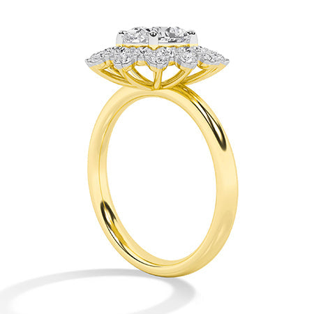 Round LG Diamond Ring in Yellow Gold - Binson Diamonds Antwerp