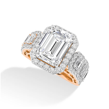 Radiant LG Diamond Ring in Rose Gold - Binson Diamonds Antwerp