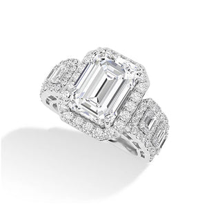 Radiant Lab-Grown Diamond Ring in 18K white gold, angled view