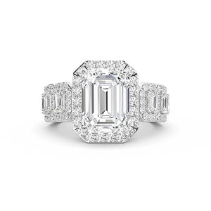 Radiant Lab-Grown Diamond Ring in 18K white gold, overhead view
