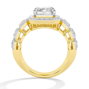 Radiant Lab-Grown Diamond Ring in 18K yellow gold, front view