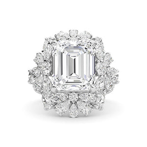 Pear Lab-Grown Diamond Ring in 18K white gold, overhead view | Binson Diamonds