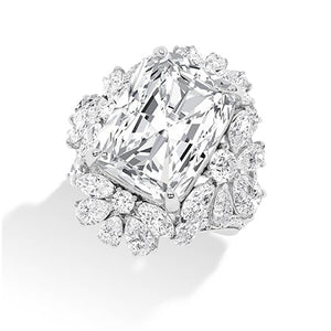 Cushion Lab-Grown Diamond Ring in 18K white gold, angled view