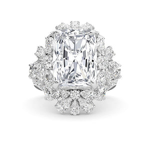 Cushion Lab-Grown Diamond Ring in 18K white gold, overhead view