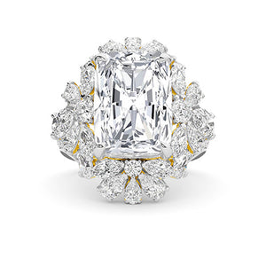 Cushion Lab-Grown Diamond Ring in 18K yellow gold, overhead view