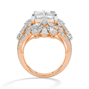 Cushion Lab-Grown Diamond Ring in 18K rose gold, front view