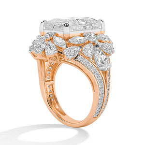 Cushion Lab-Grown Diamond Ring in 18K rose gold, side view