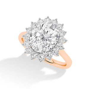 Round Lab-Grown Diamond Ring in 18K rose gold, angled view