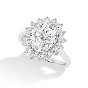 Round Lab-Grown Diamond Ring in 18K white gold, angled view